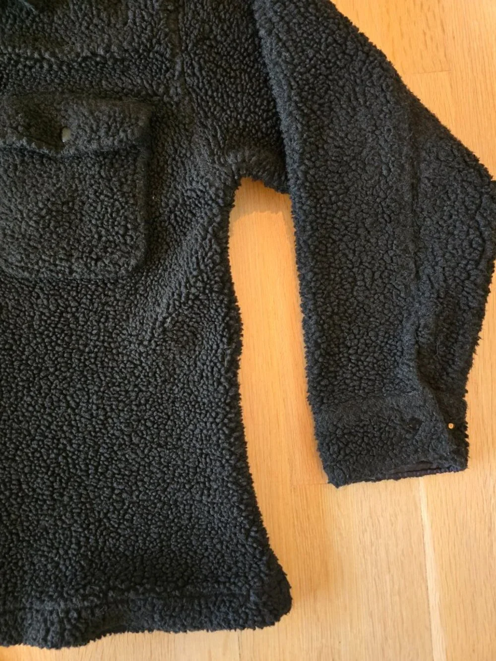 Wear First Men's Large Black Sherpa Fleece Button Down Shirt Jacket